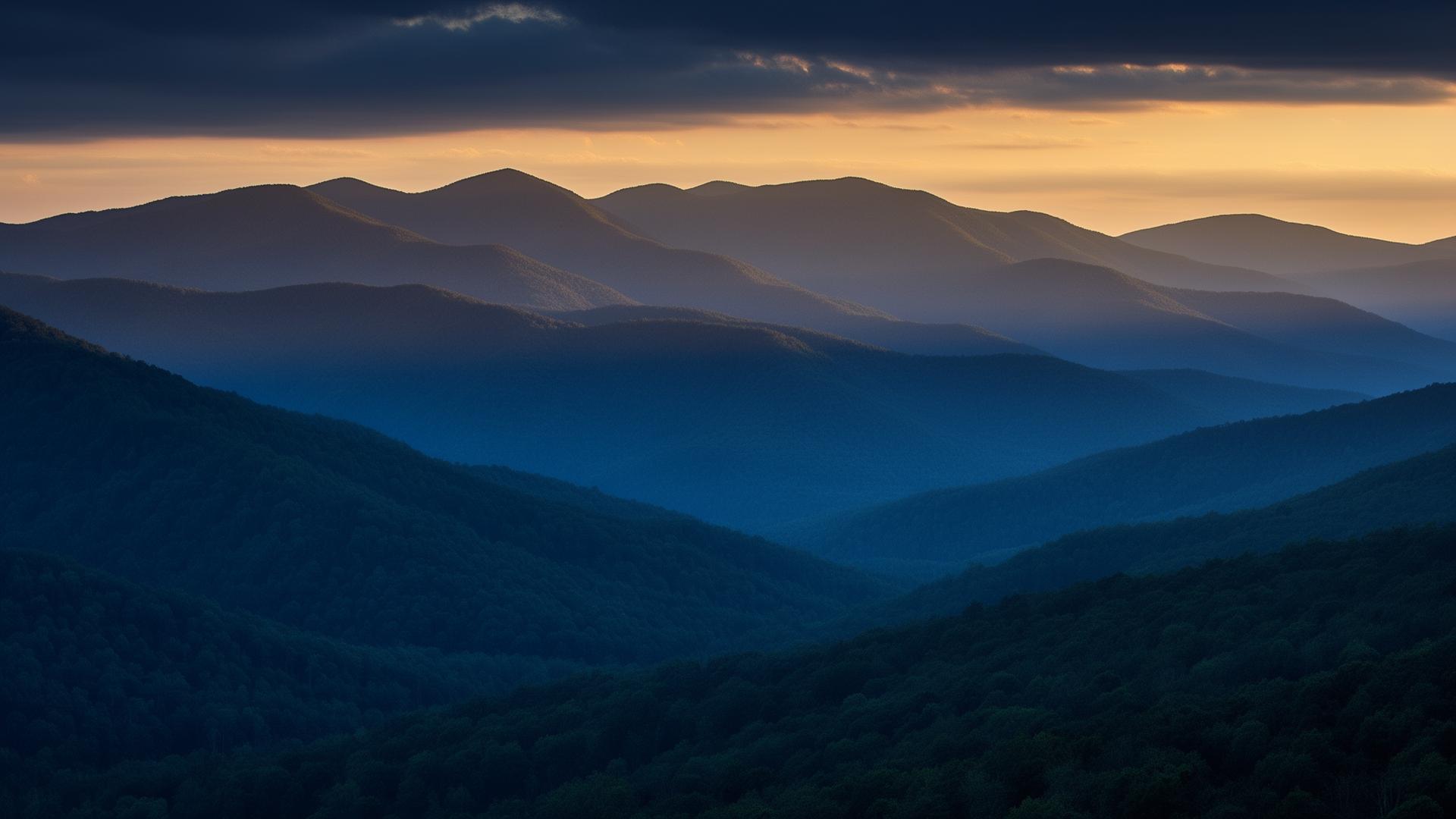 Blue Ridge Mountains at golden hour